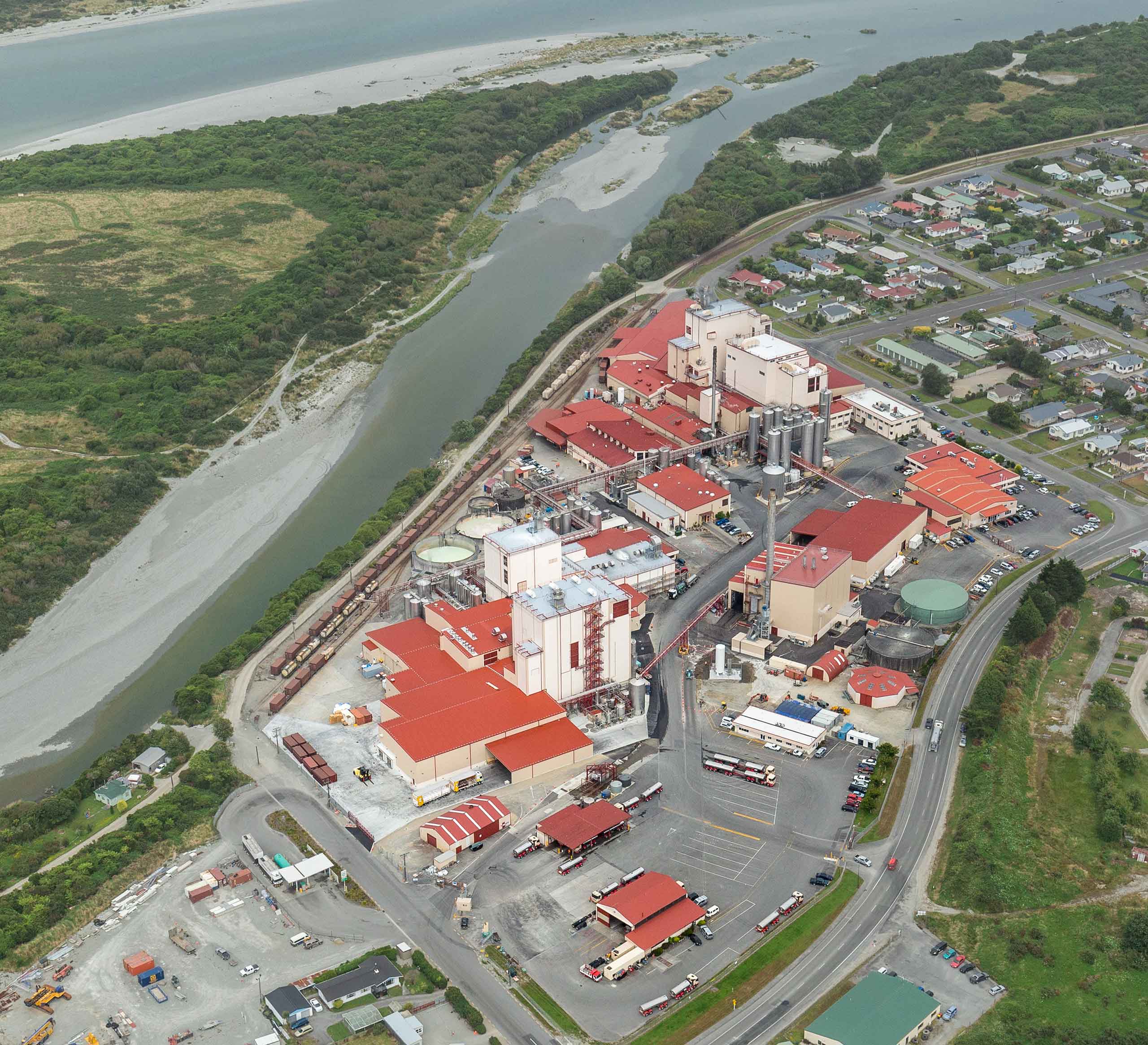 hokitika aerial Westland Milk Products NZ Dairy New Zealand Milk